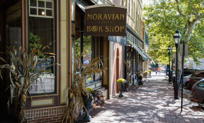 Exterior views of Moravian Book Store.