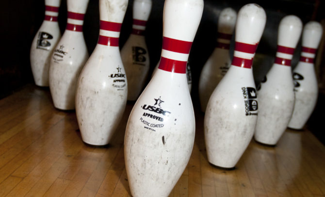 Bowling pins at the Holler House in Milwaukee, WI.