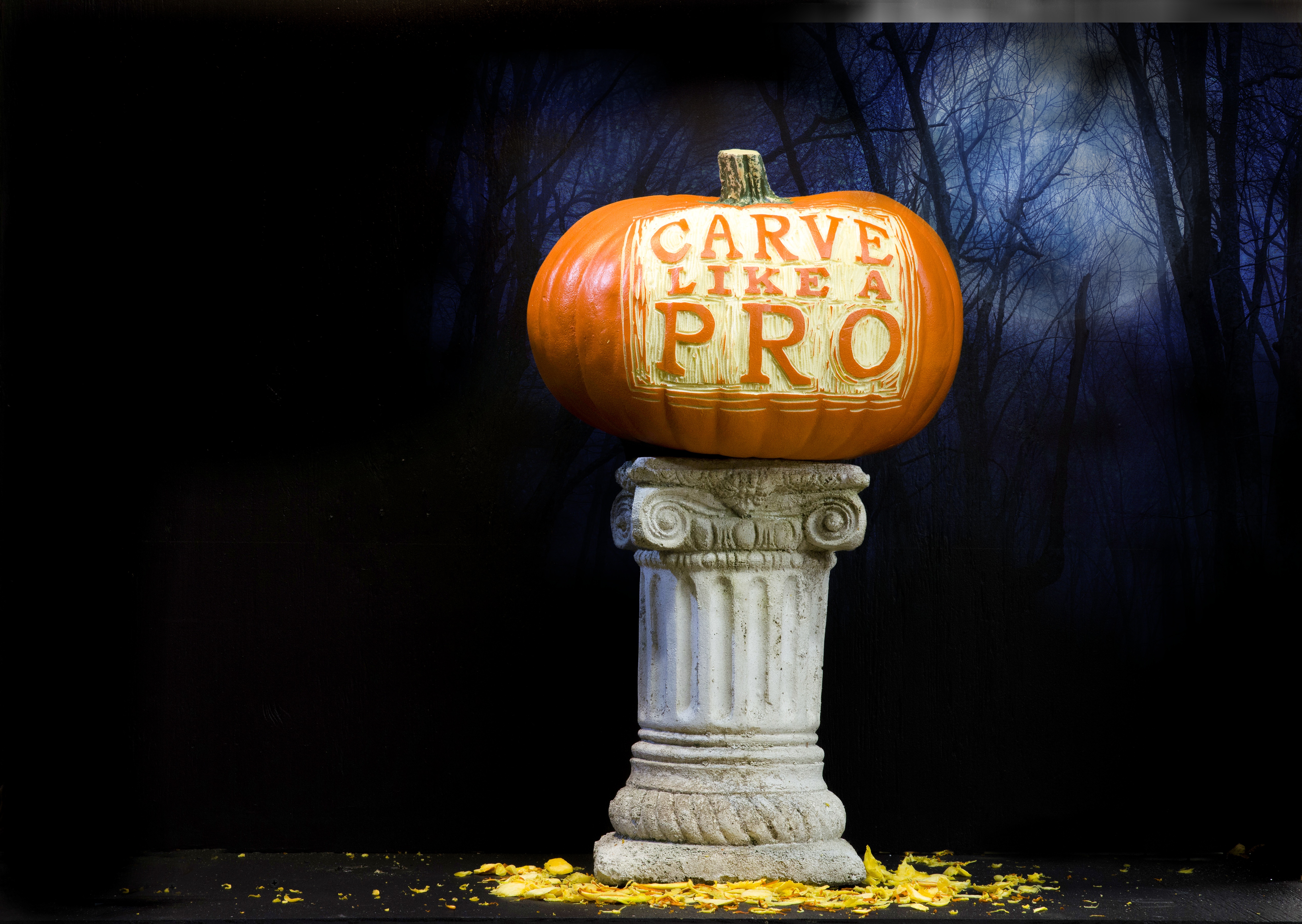 What is the title of this picture ? Pumpkin Carving Tips from the Pros - American Profile